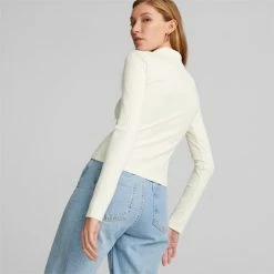 Puma Classics Women's Ribbed V-Neck Top -PUMA Sales Classics Womens Ribbed V Neck Top 14