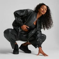 Puma T7 Faux Leather Women's Bomber Jacket -PUMA Sales T7 Faux Leather Womens Bomber Jacket 4